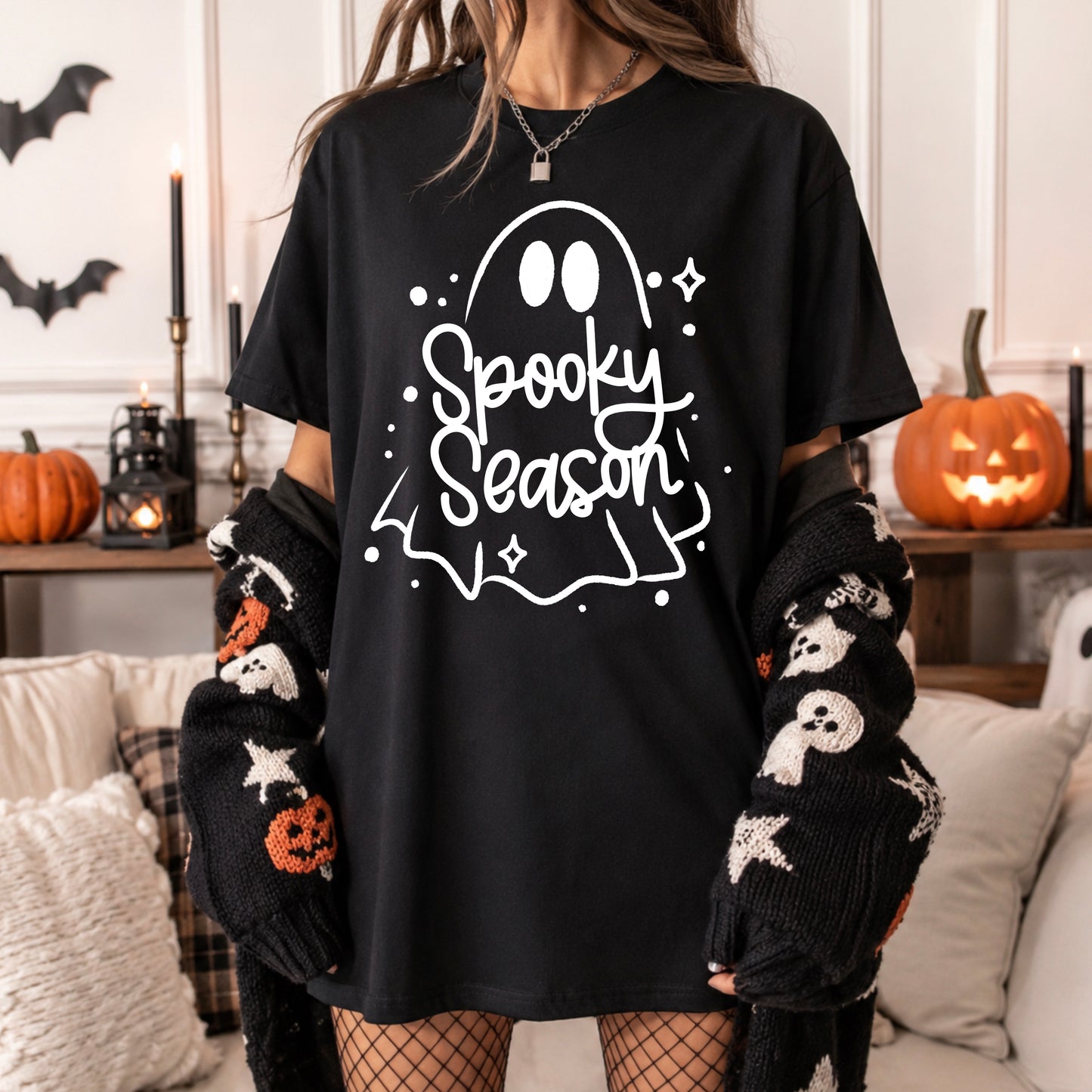 Spooky Season Ghost tee (White Ink)