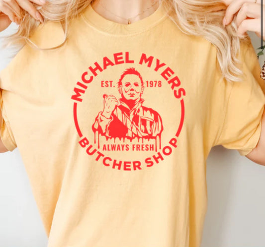 Michaels Butcher Shop t-shirt (red ink)