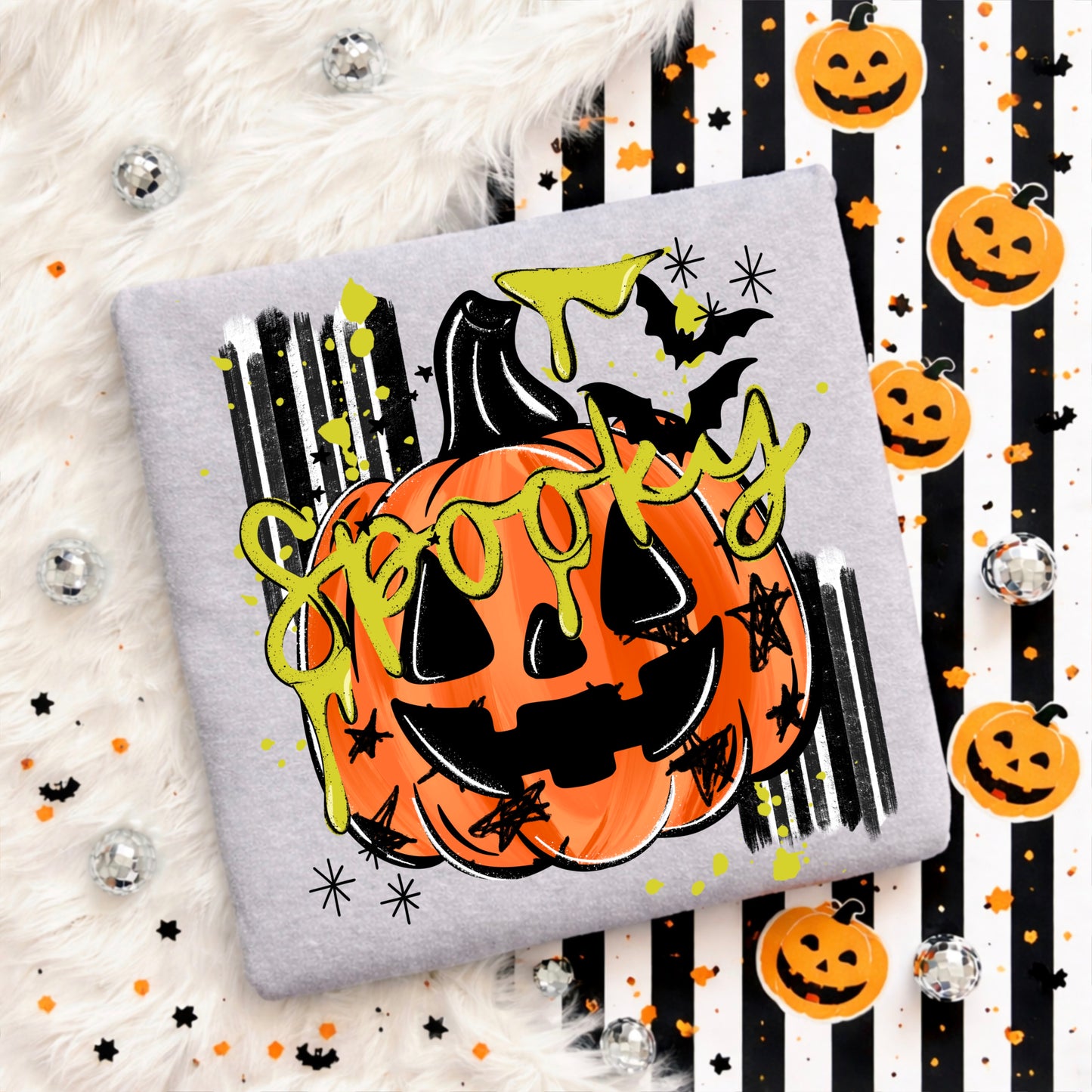 Spooky Pumpkin stripe tee
