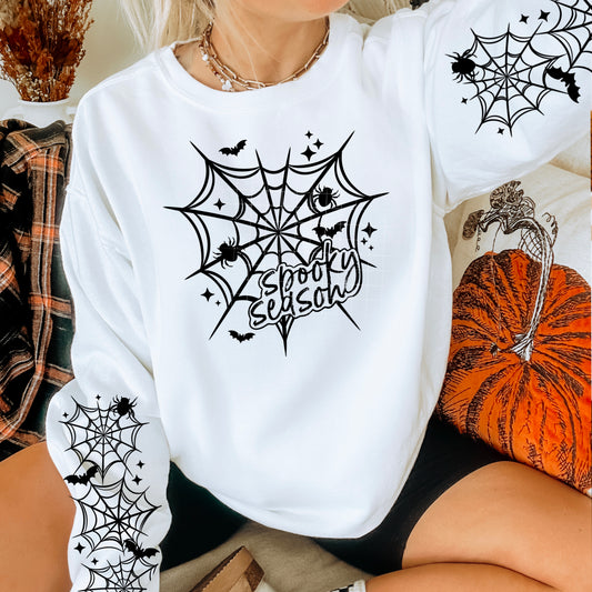 Spooky Season Web sweatshirt with sleeve design (Black Ink)