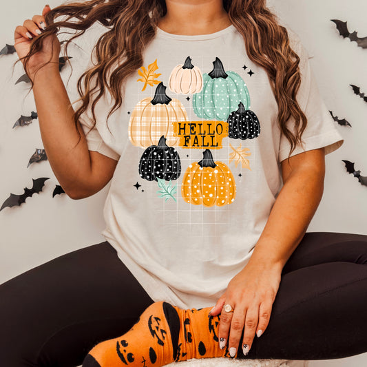 Hello Fall Pumpkin Collage tee
