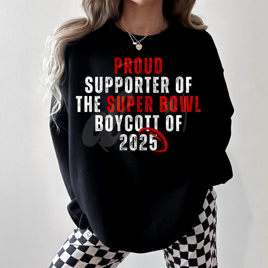 Superbowl boycott 2025 tee (White Ink)