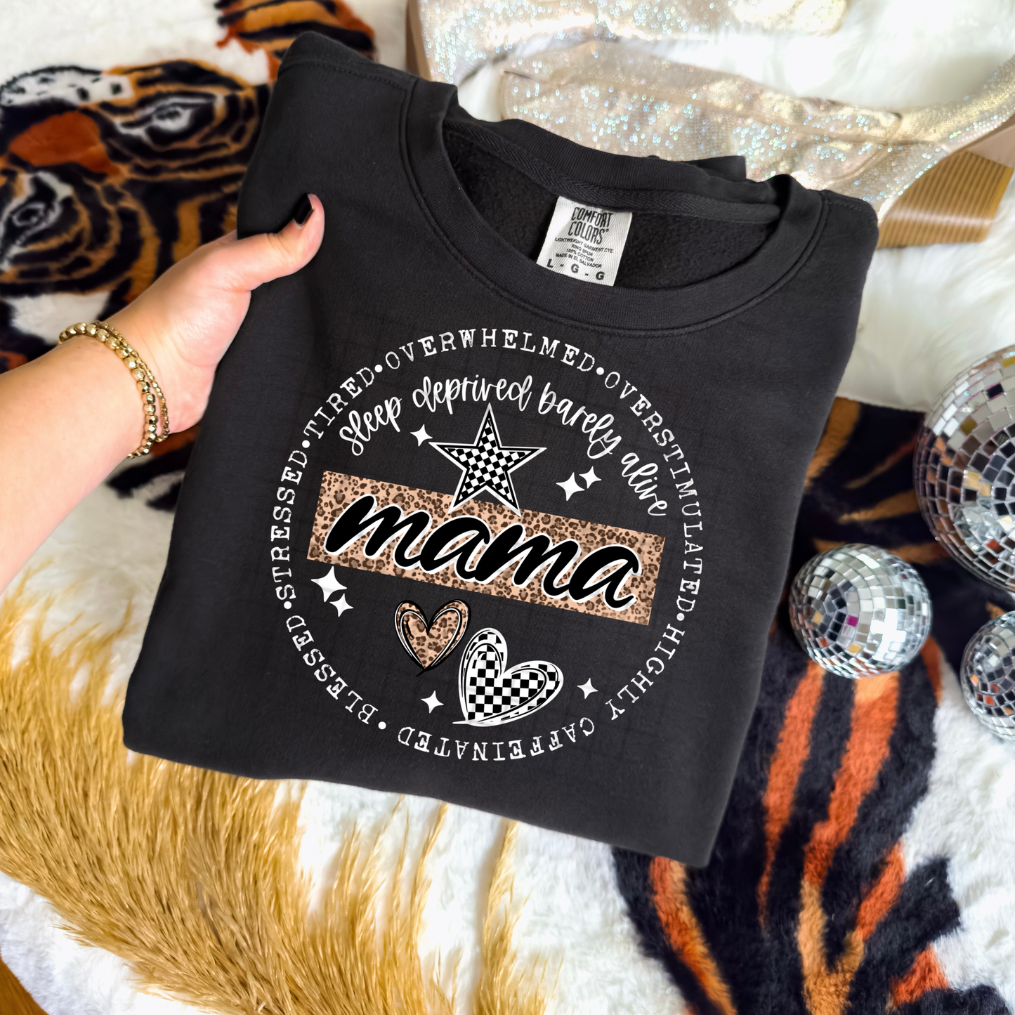 Mama Sleep Deprived Barely Alive tee (White Ink)