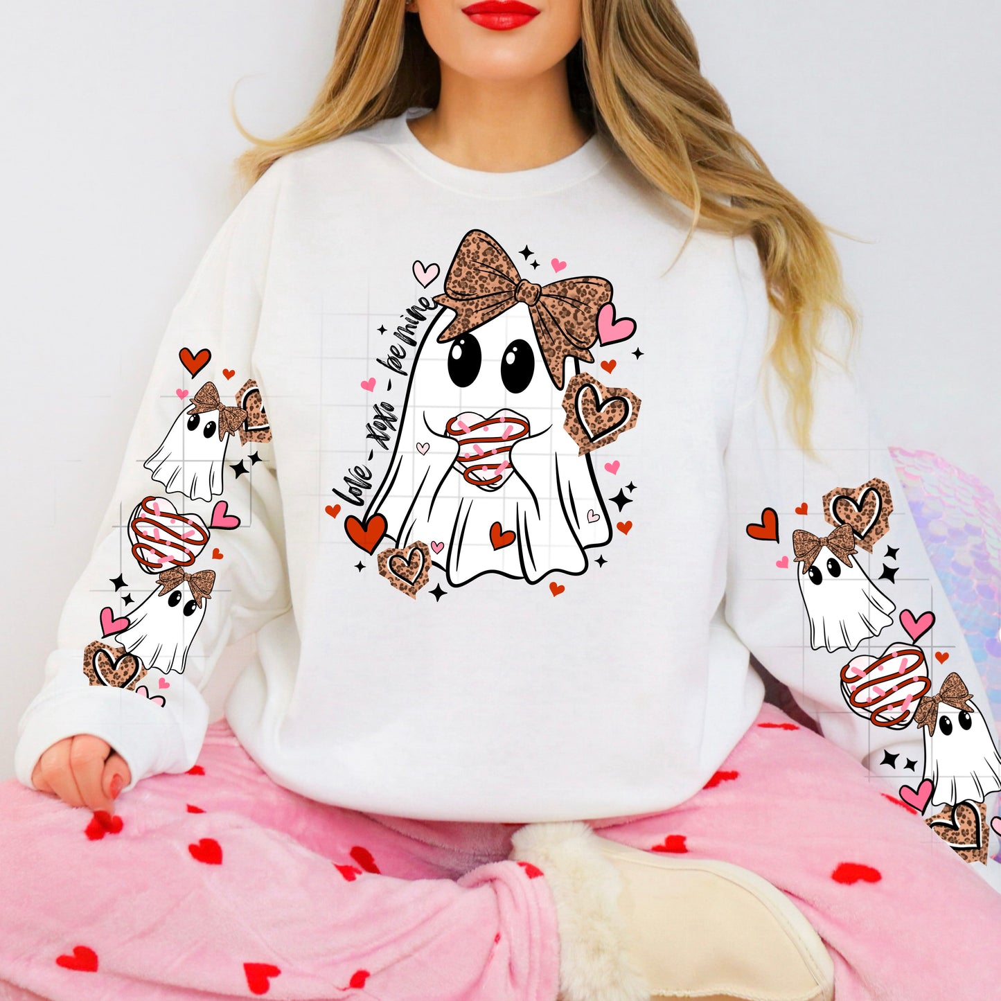 Leopard V Day Ghost sweatshirt with sleeve designs