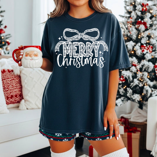 Merry Christmas faux lace tee
