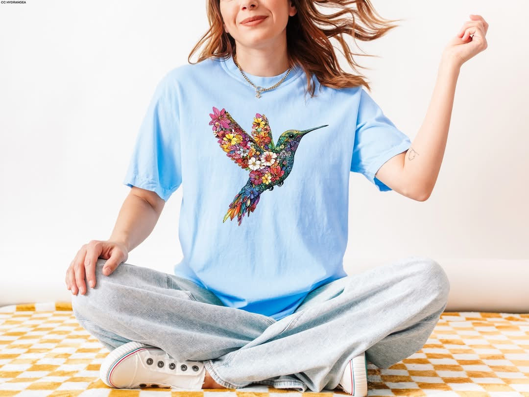 Floral Hummingbird tee