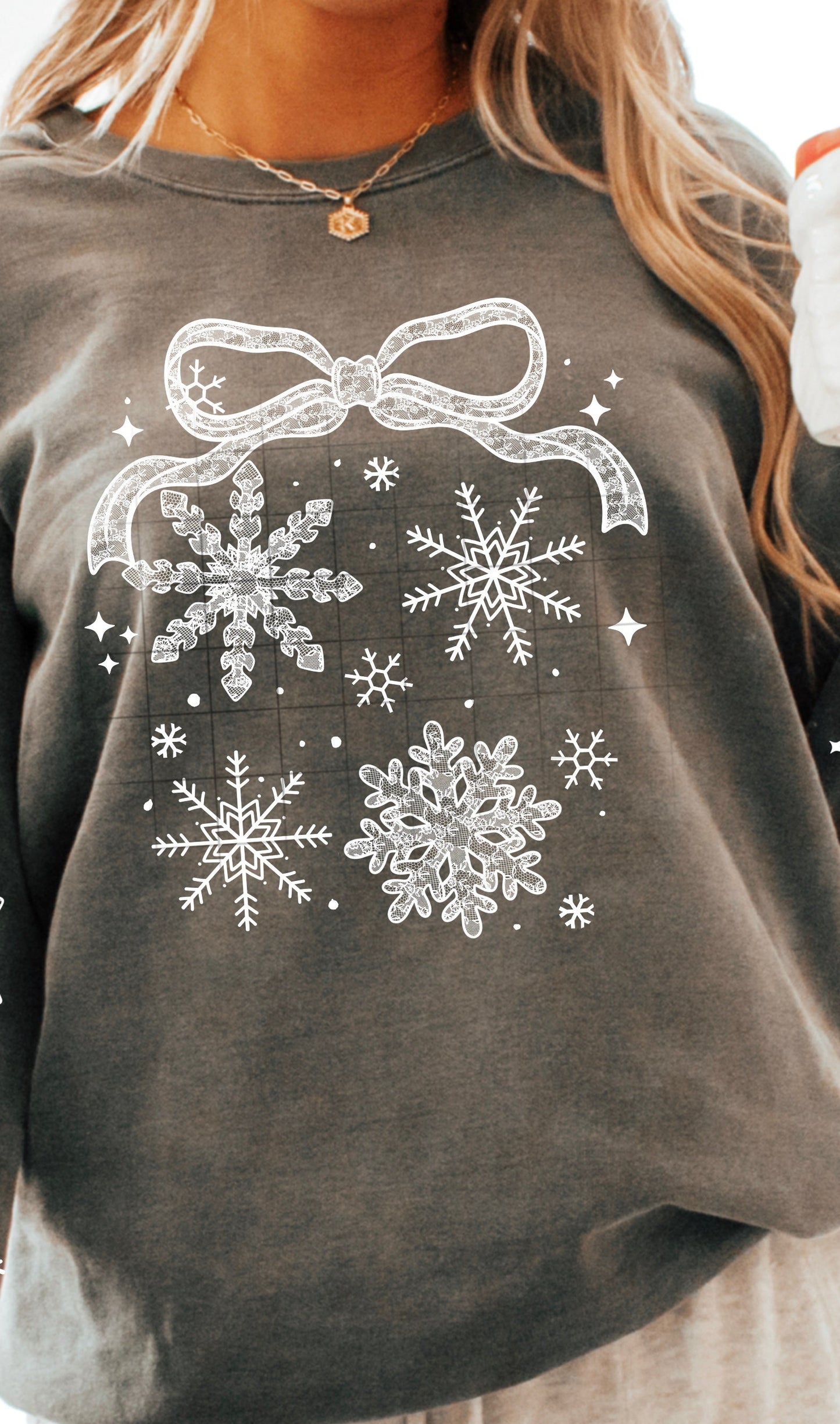 Snowflakes with Bow faux lace tee