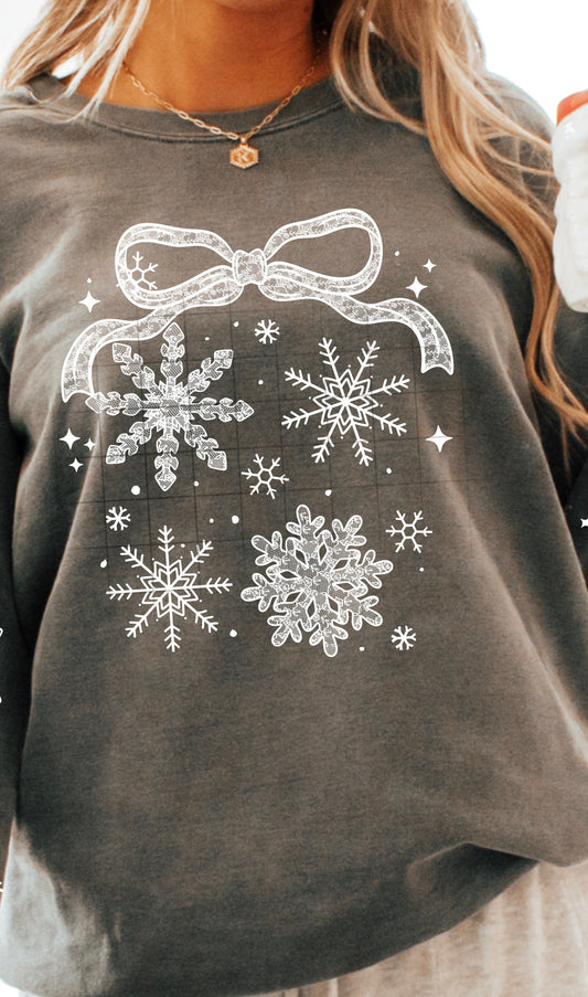 Snowflakes with Bow faux lace tee