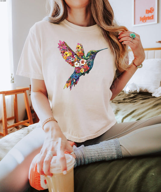 Floral Hummingbird tee