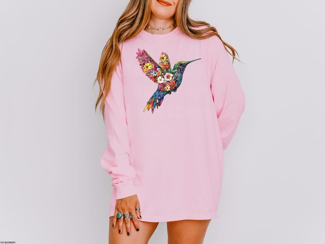 Floral Hummingbird tee