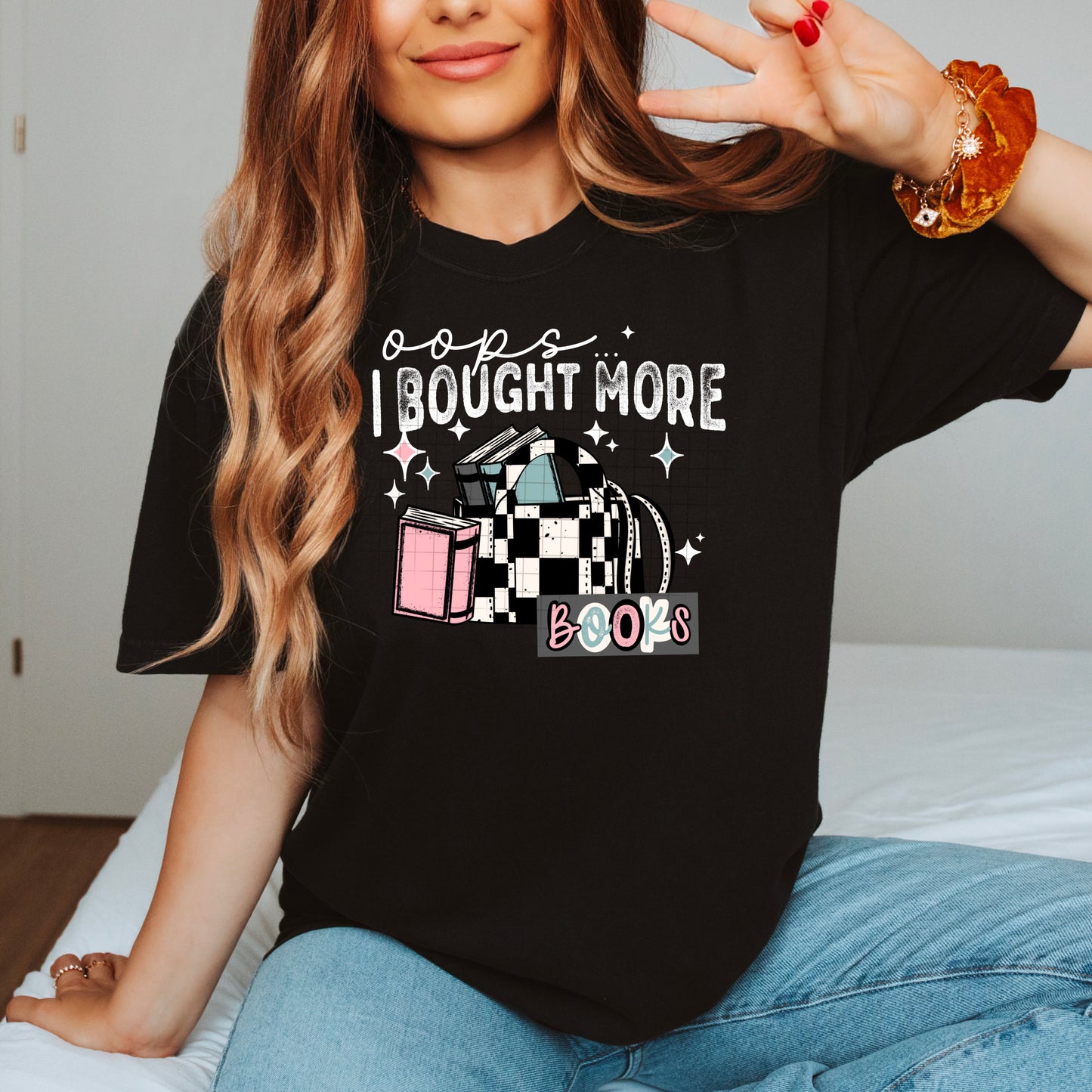 Oops i bought more Books tee (White Ink)