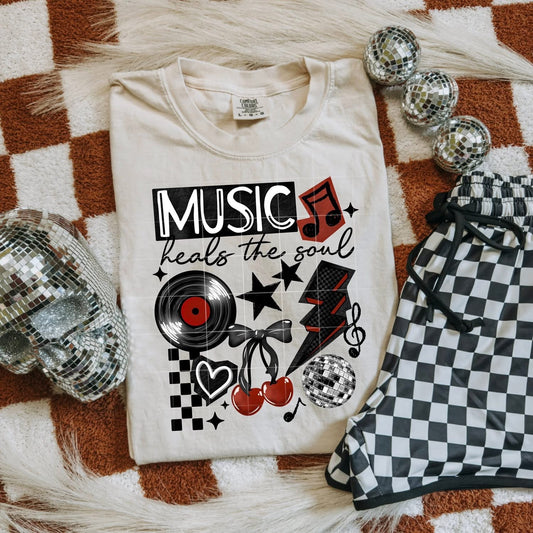Music Heals the Soul tee (black ink)