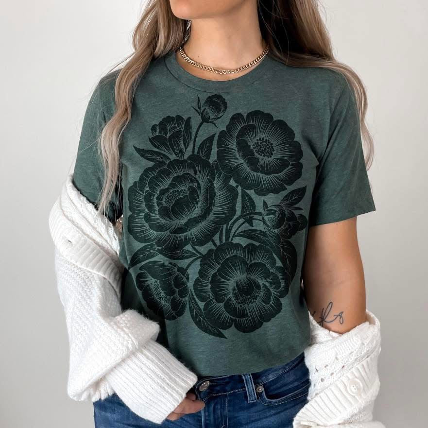 Black Peonies tee