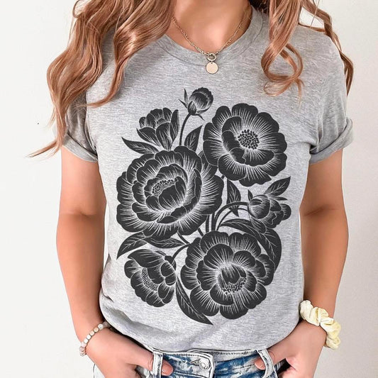 Black Peonies tee