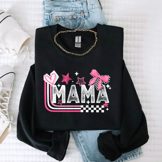 Mama pink bow tee (White ink)