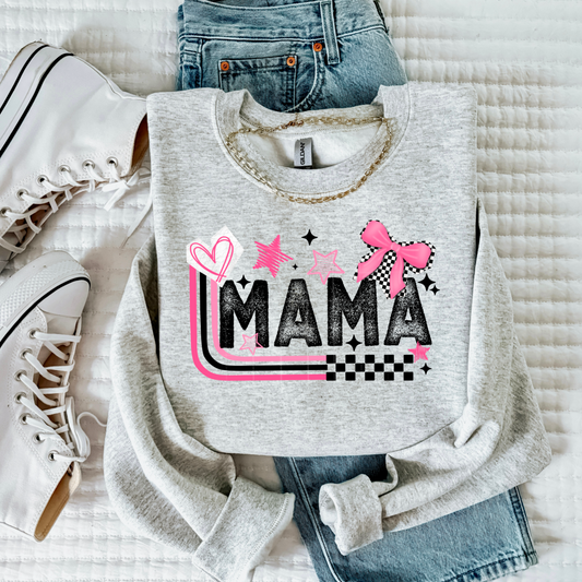 Mama pink bow tee (Black Ink)
