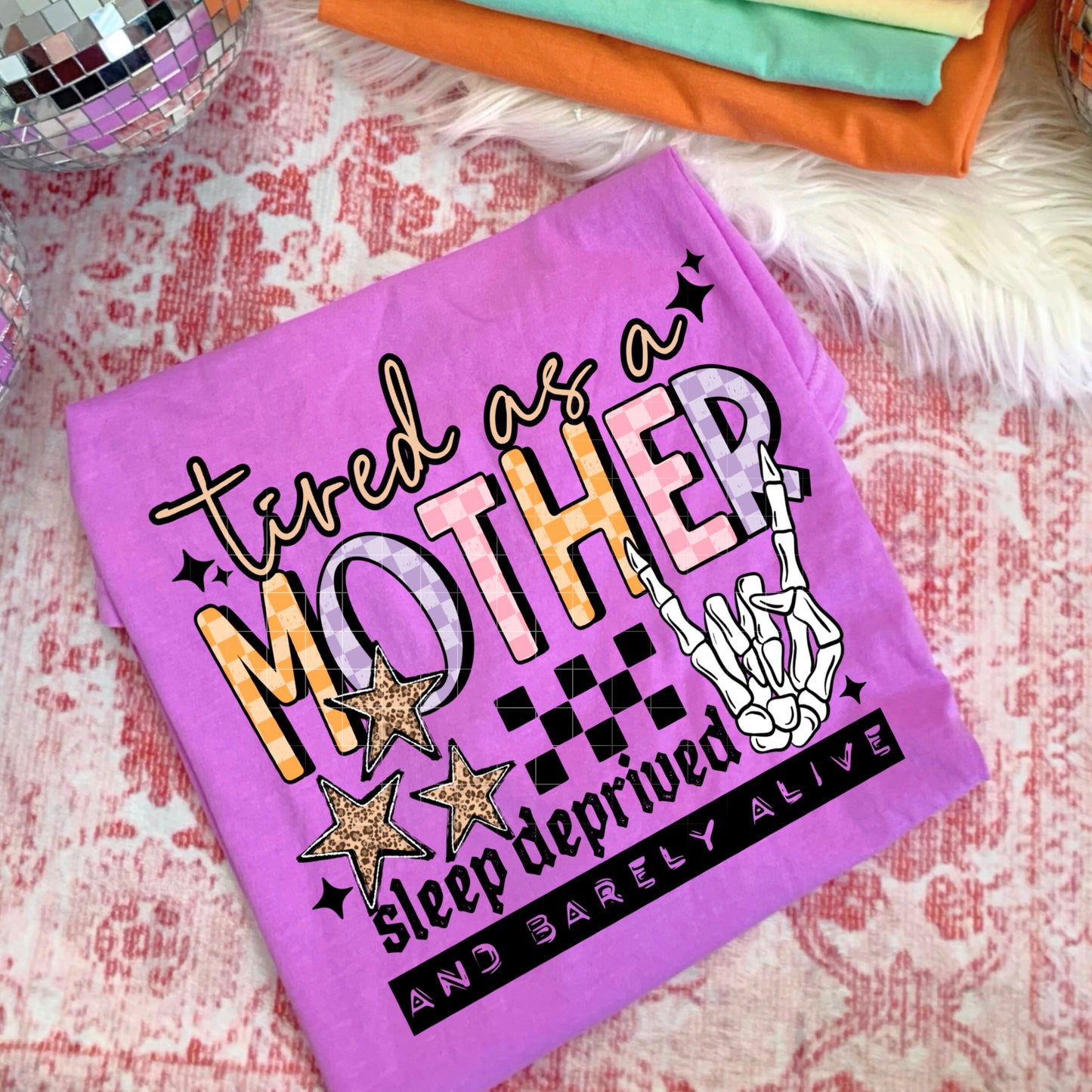 Tired as a Mother tee (Black Ink)