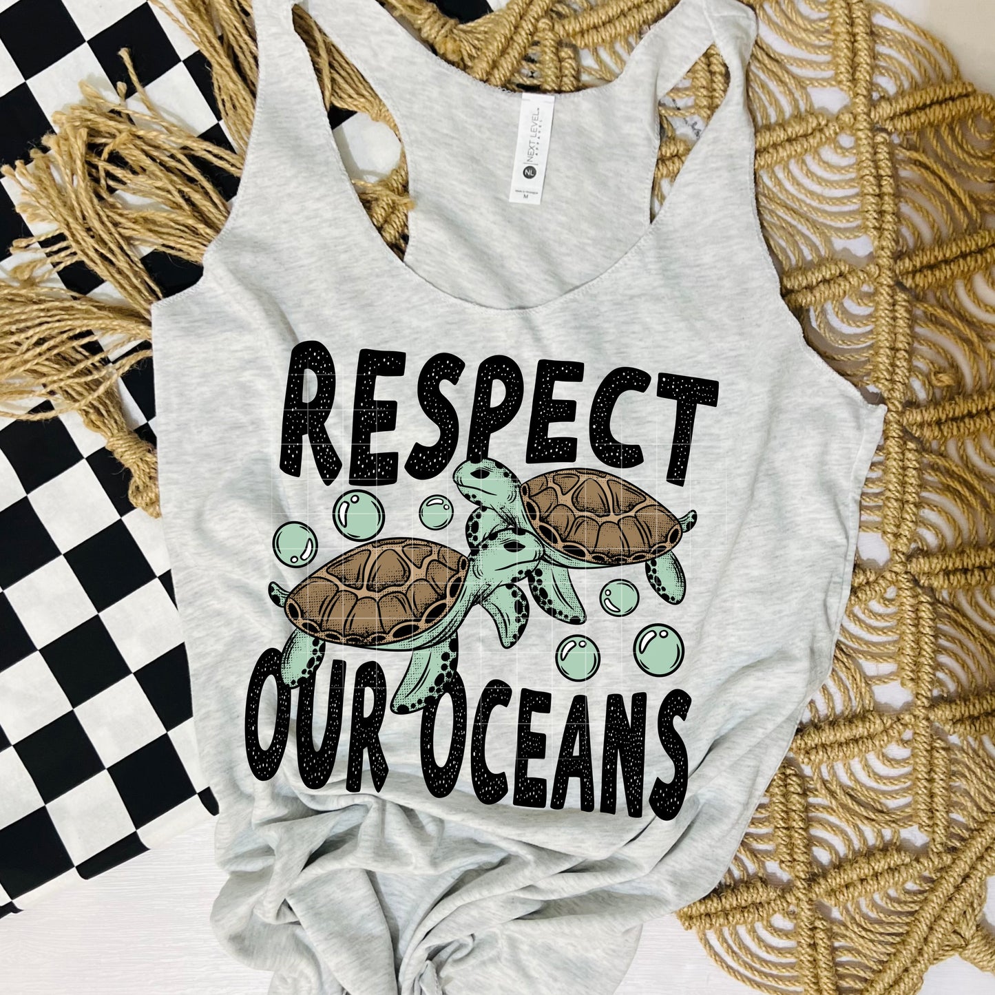 Respect our Oceans Turtles tee (Black Ink)