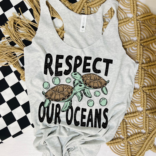 Respect our Oceans Turtles tee (Black Ink)