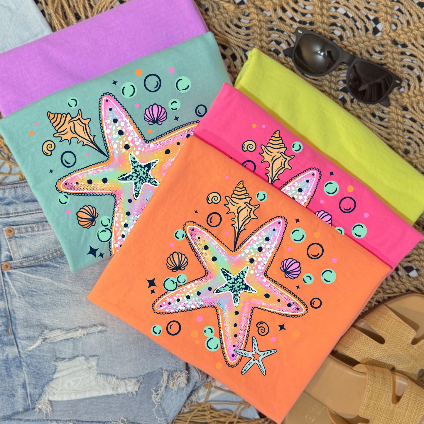 Colorful Starfish tee