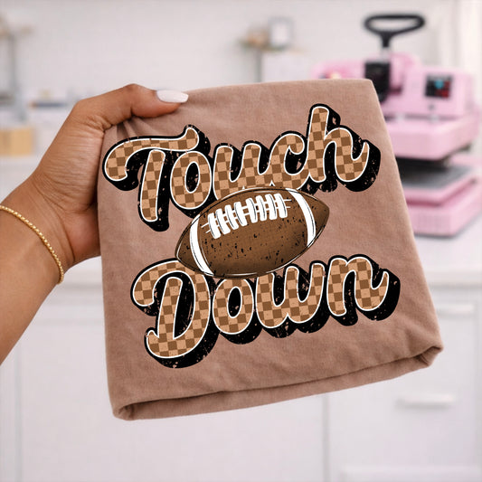 Touch Down Brown checker tee
