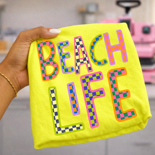 Colorful Checkered Beach Life tee