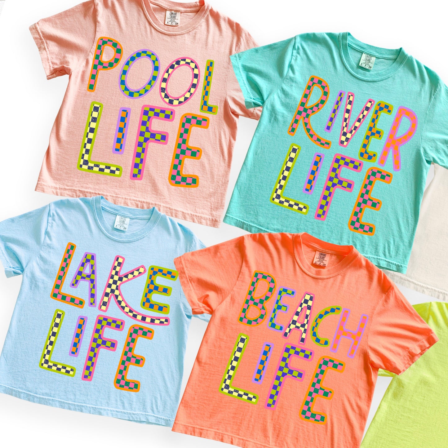 Colorful Checkered Pool Life tee
