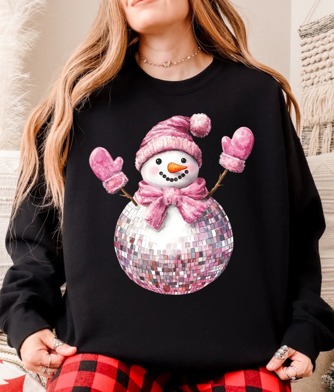Pink Disco Snowman tee