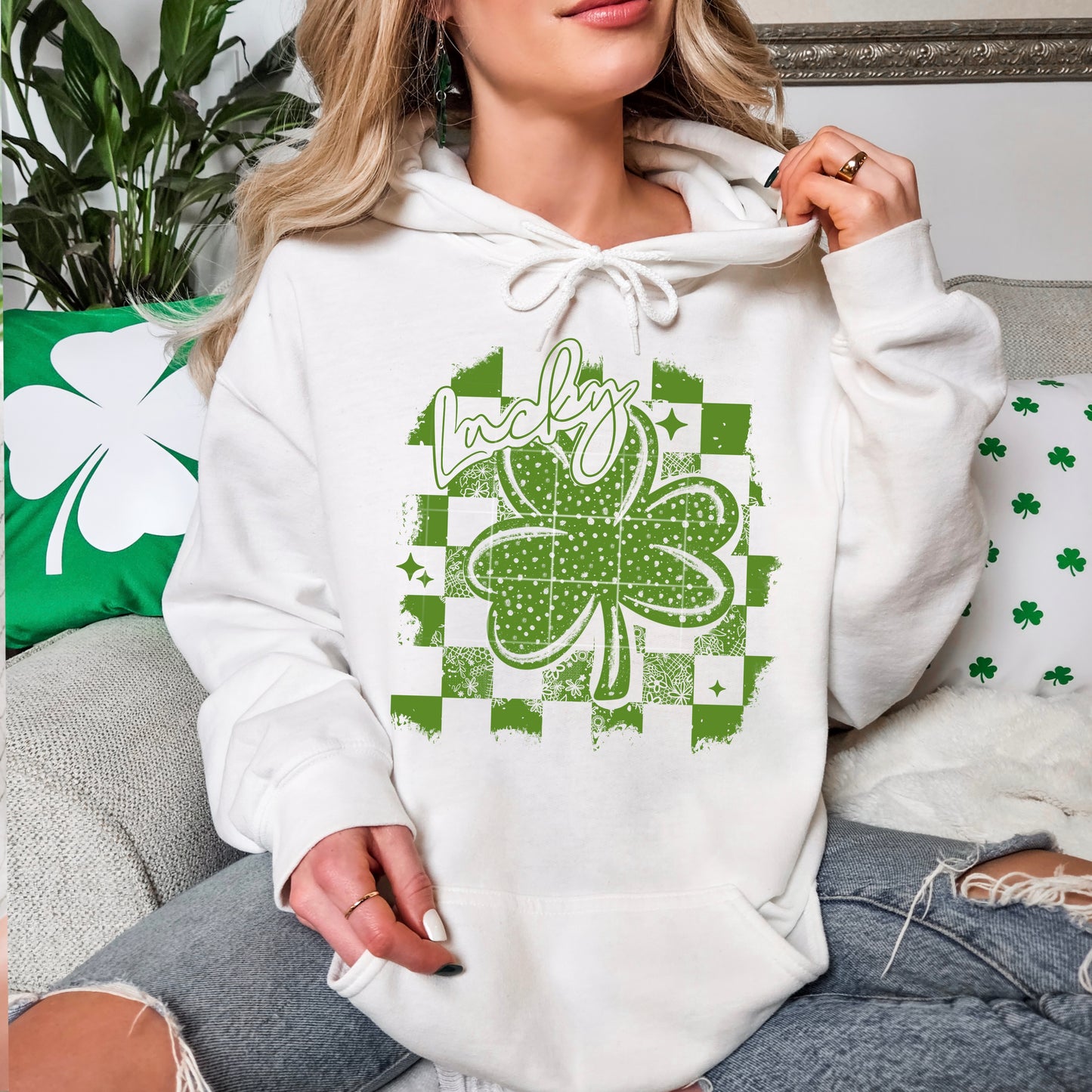 Checker Shamrock tee (Green Ink)