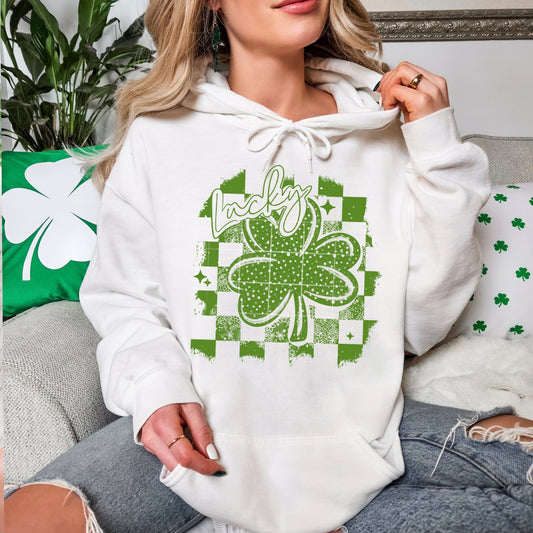 Checker Shamrock tee (Green Ink)