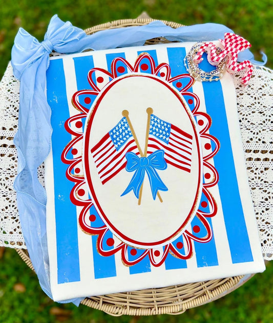 American Flags blue stripes tee