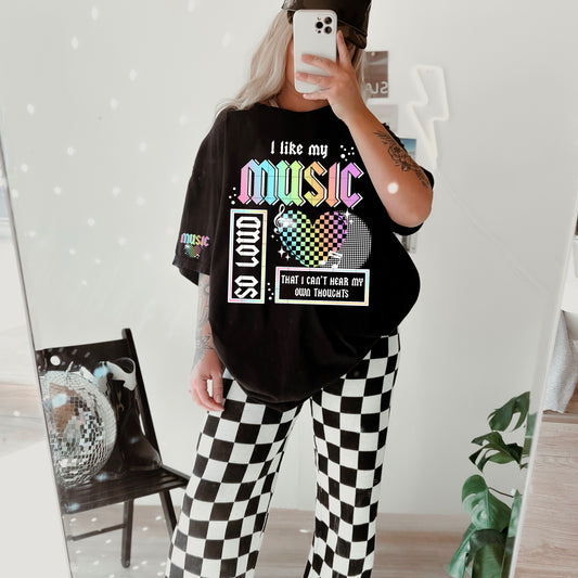 I like my music so loud tee (white ink)
