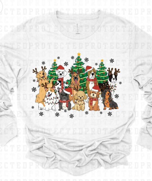 Dogs with Christmas trees tee