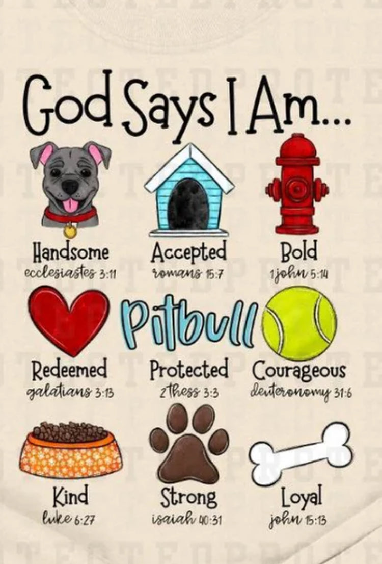 God Says I am HANDSOME Pit Bull edition tee