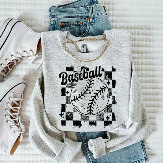 Checkered Baseball tee (Black Ink)