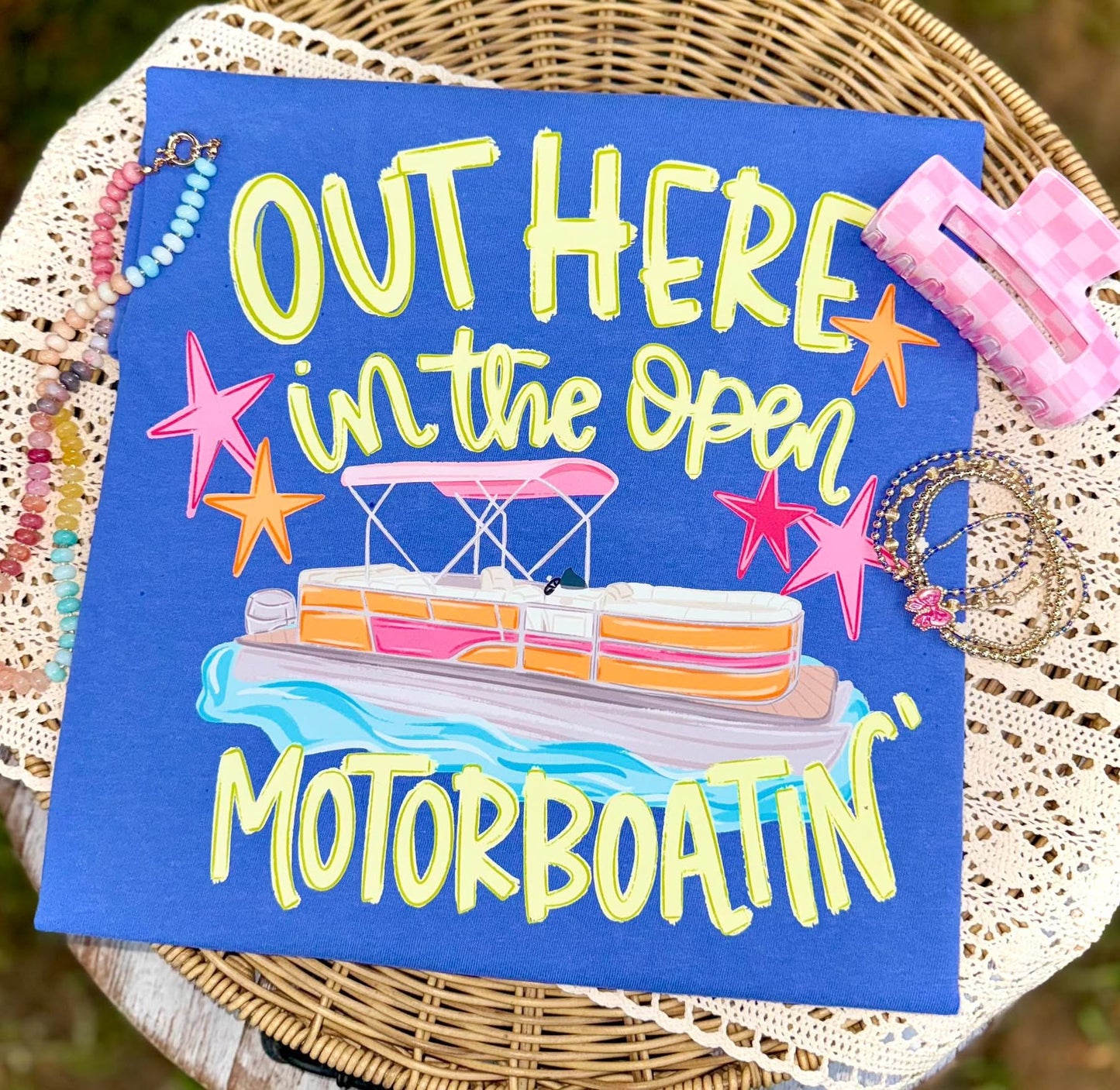 Out here in the open Motorboatin' tee