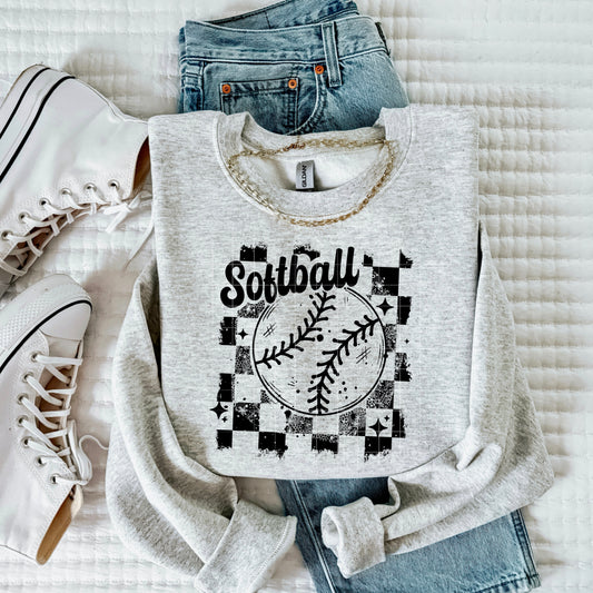 Checkered Softball tee (Black Ink)