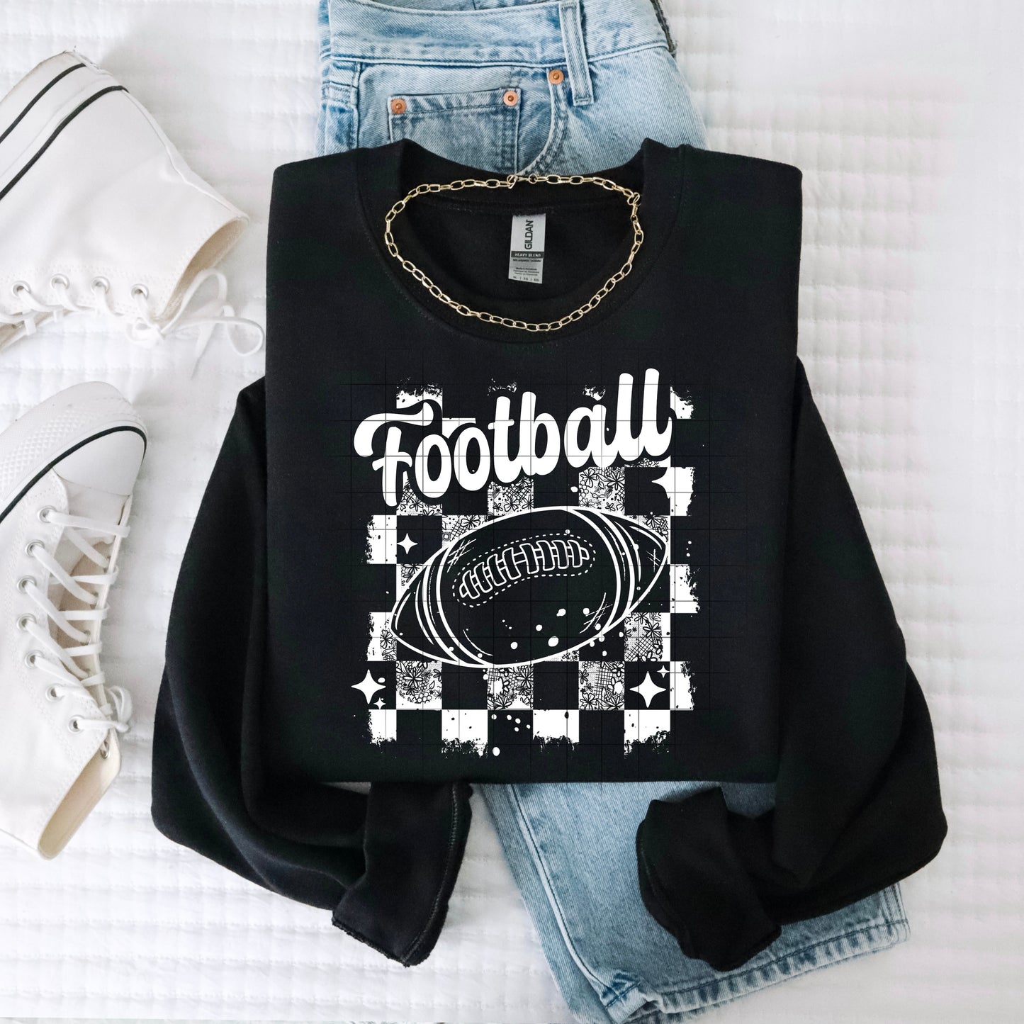 Checker Football tee (White Ink)
