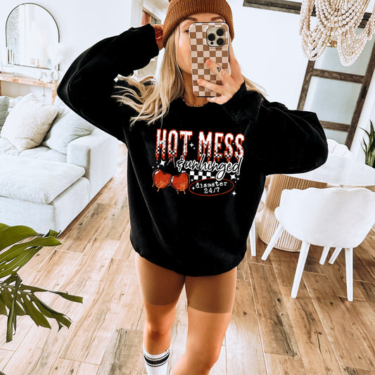 Hot Mess & Unhinged tee (White Ink)