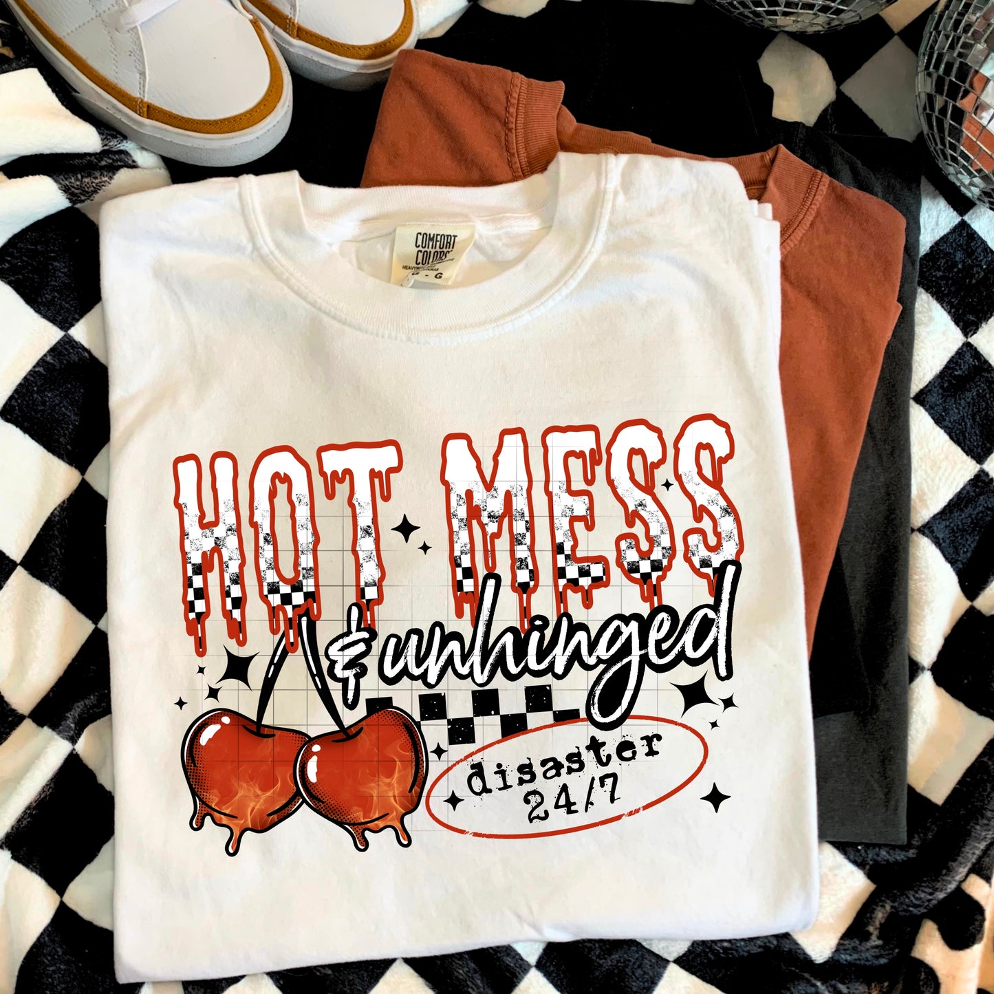 Hot Mess & Unhinged tee (Black Ink)