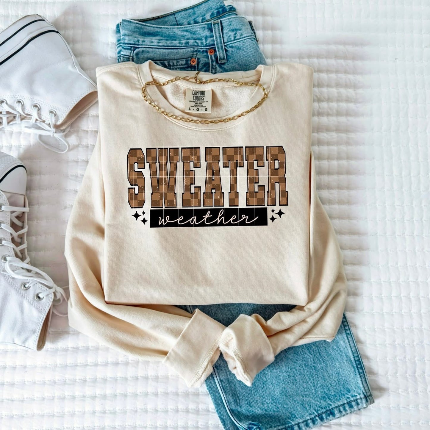 Sweater Weather Hoodie Brown Checker