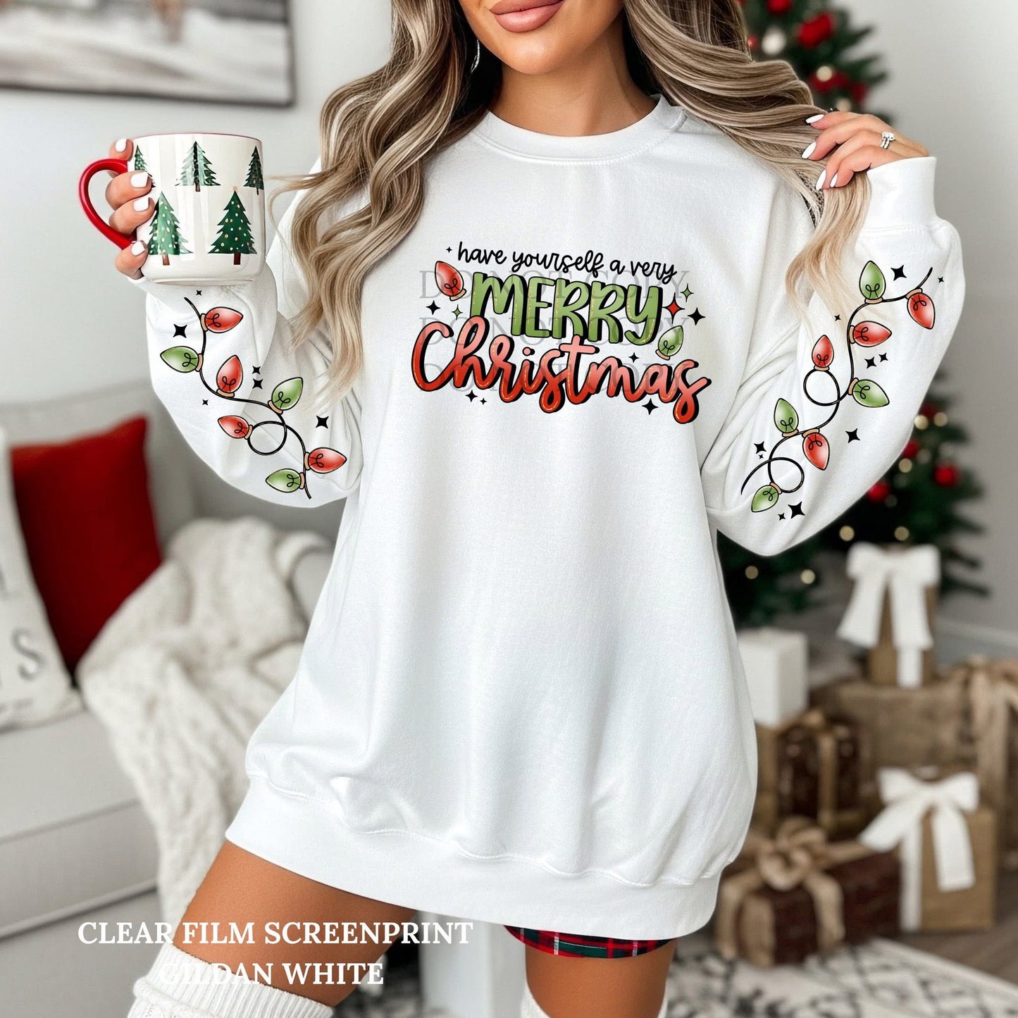 A very Merry Christmas sweatshirt with sleeve designs