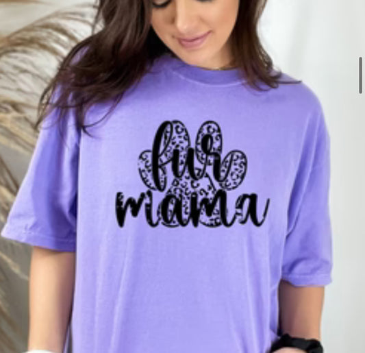 Fur Mama with large cheetah paw print t-shirt