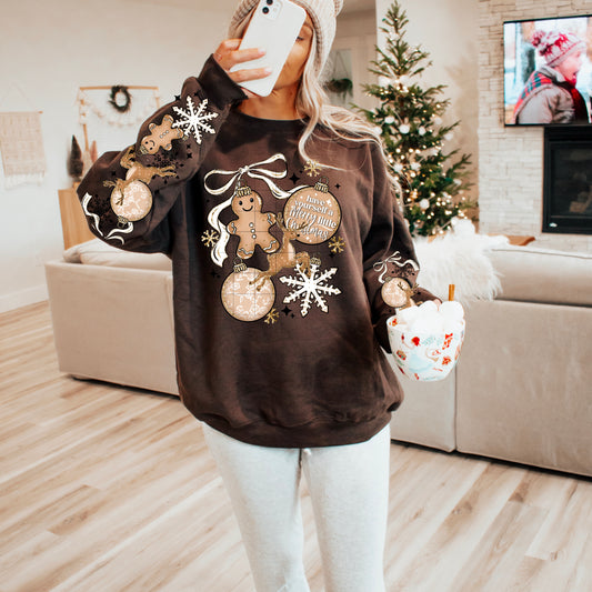 Ornaments & Bow sweatshirt with sleeve designs