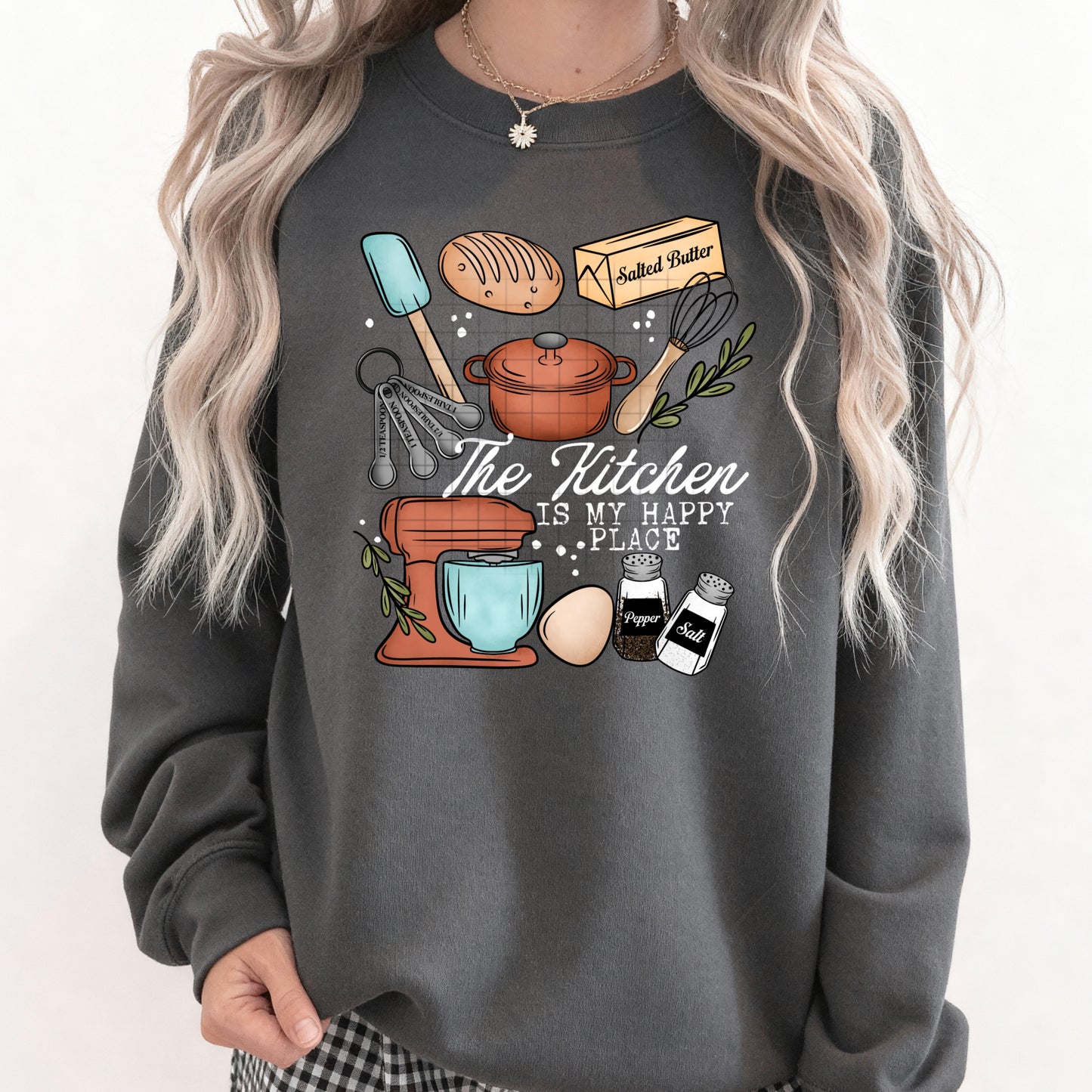 The Kitchen is my Happy Place tee (White Ink)