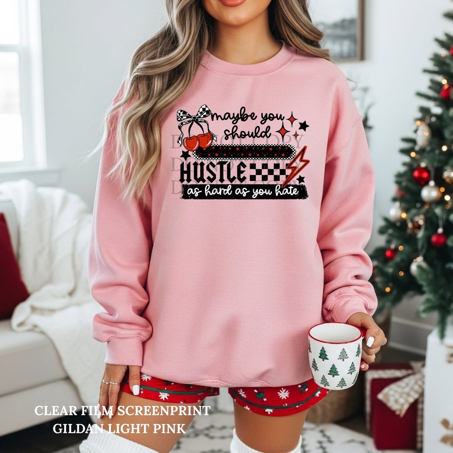 Maybe you should Hustle as hard as you hate tee (black ink)