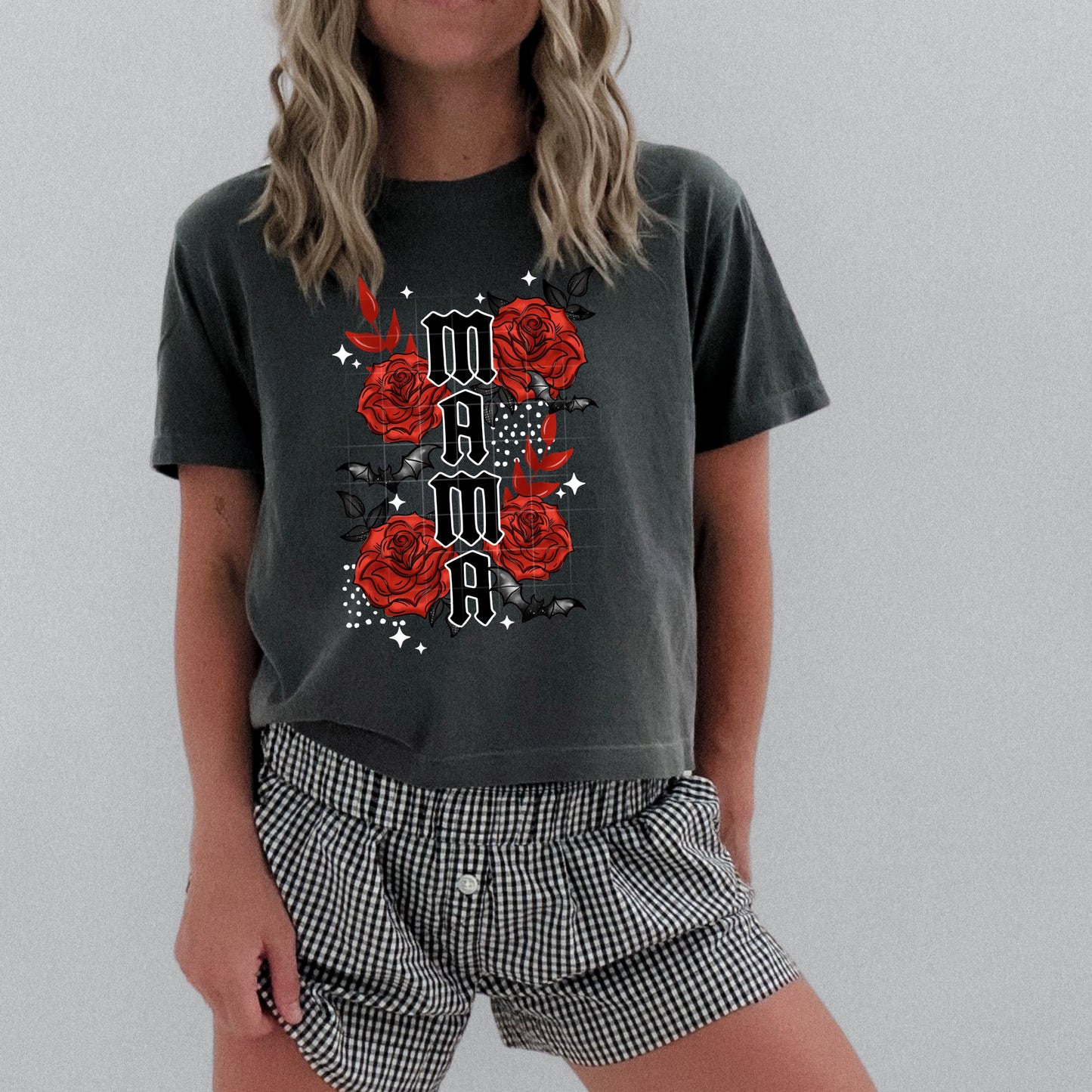 Red Rose Mama tee (Black Ink)