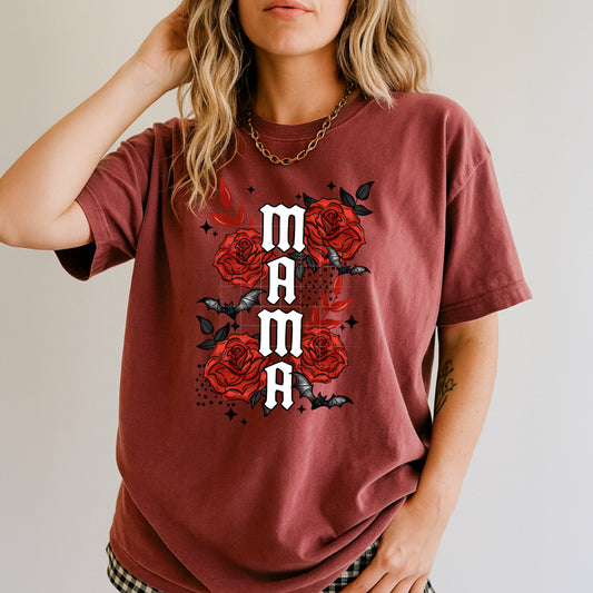 Red Rose Mama tee (White Ink)