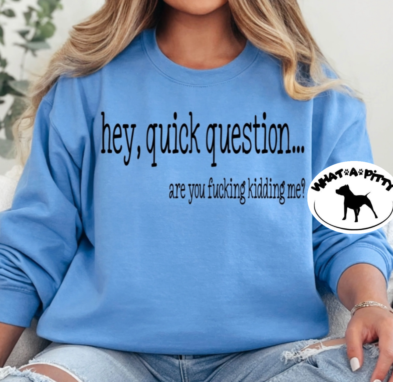 Quick Question sweatshirt with sleeve design