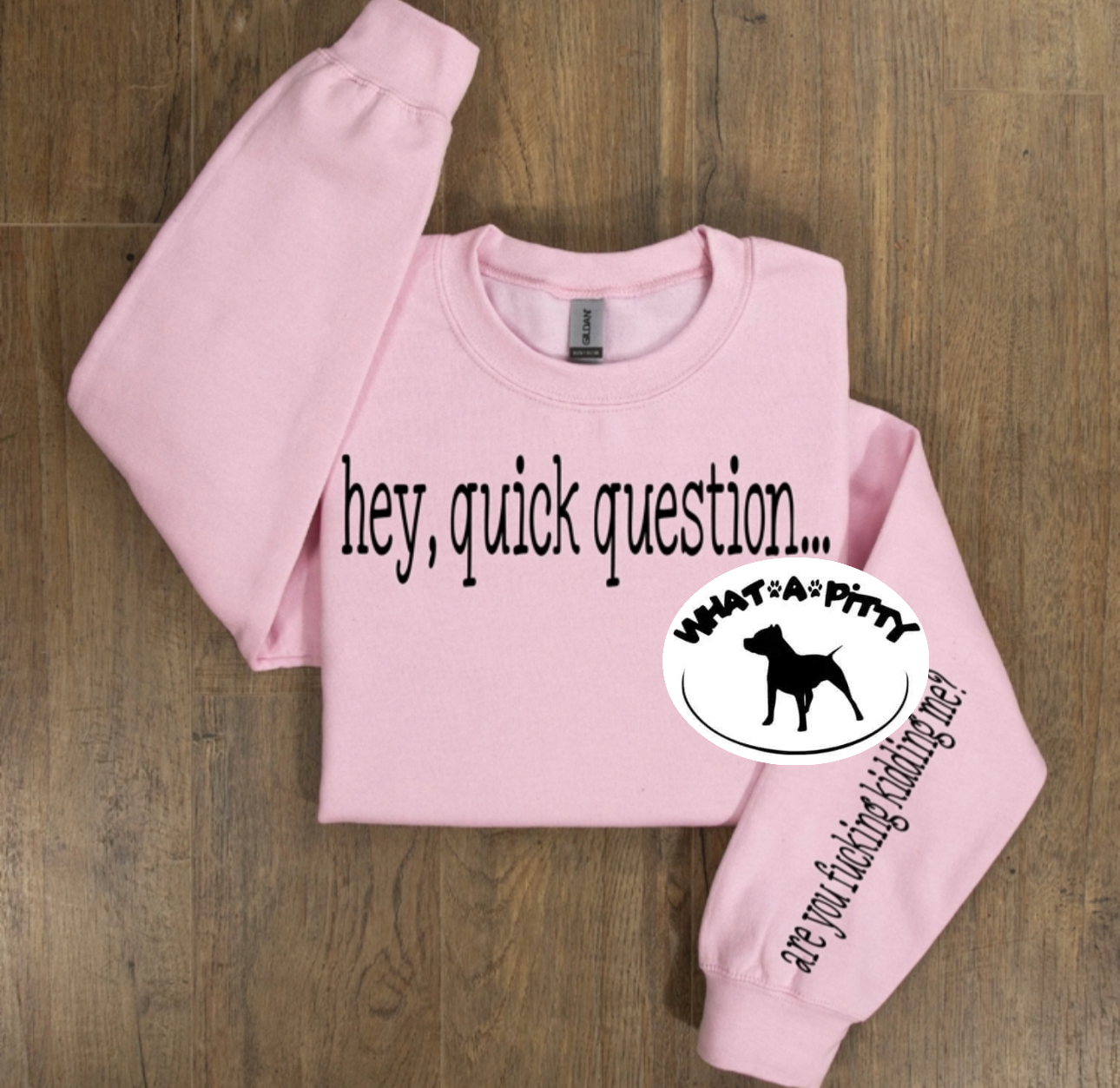 Quick Question sweatshirt with sleeve design